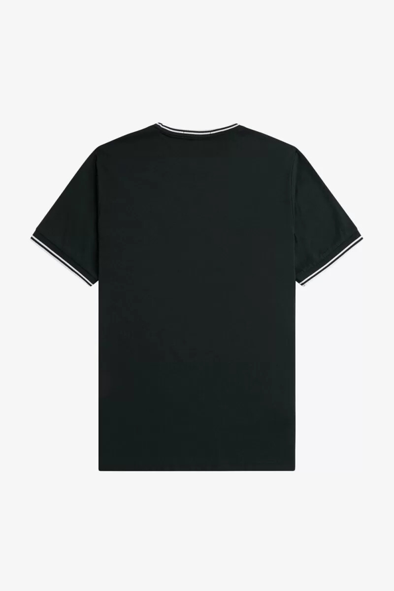 camiseta fred perry twin tipped para hombre verde noche y blanco nieve