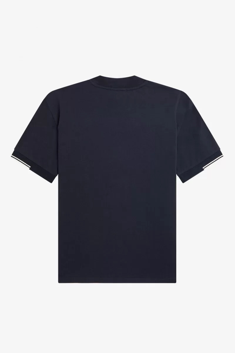 camiseta fred perry con mangas con ribete para hombre color azul marino