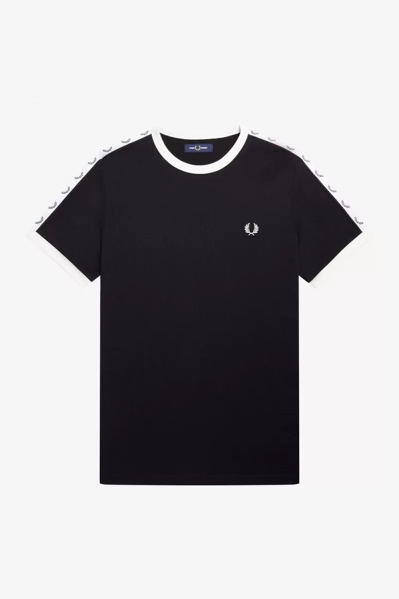 camiseta fred perry con ribetes y cinta para hombre color negro