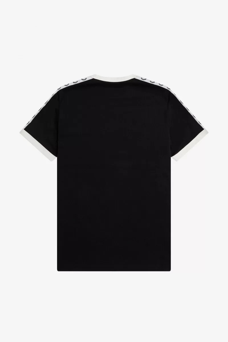 camiseta fred perry con ribetes y cinta para hombre color negro