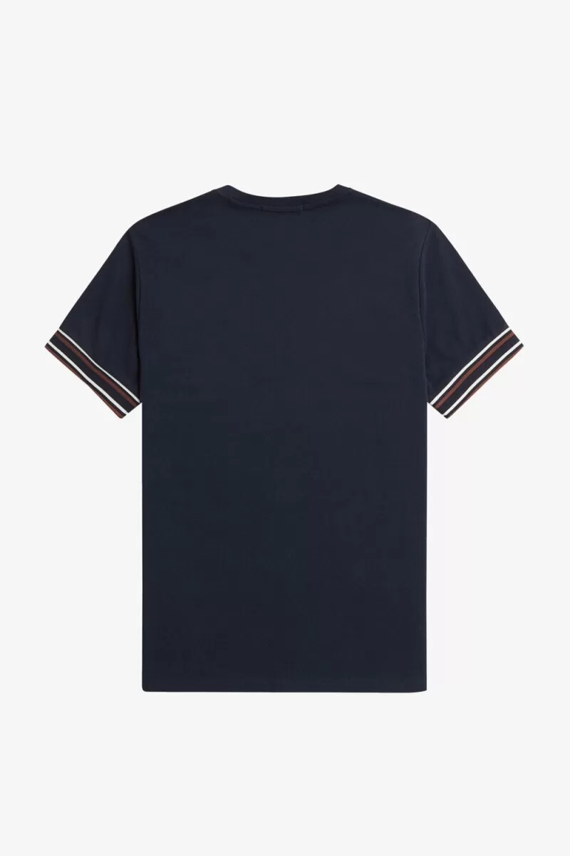camiseta de piqué con ribete llamativo de fred perry para hombre azul marino