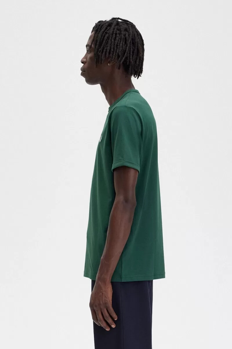 camiseta fred perry ringer para hombre verde hiedra