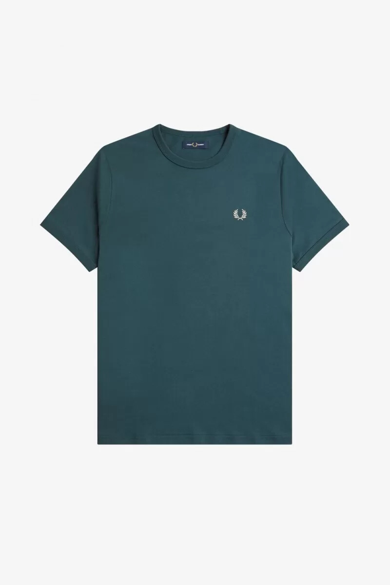 camiseta fred perry ringer para hombre azul petróleo