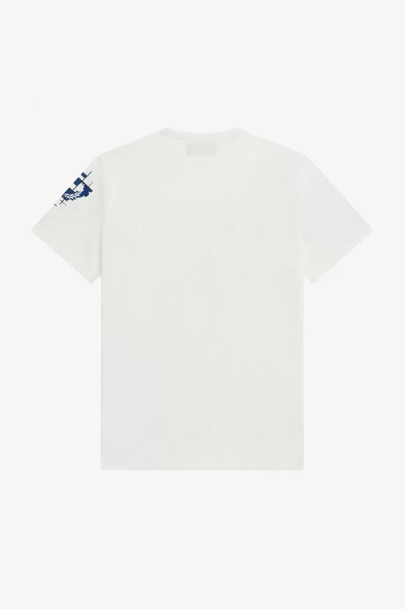 camiseta fred perry con estampado de cuadrícula para hombre en blanco nieve