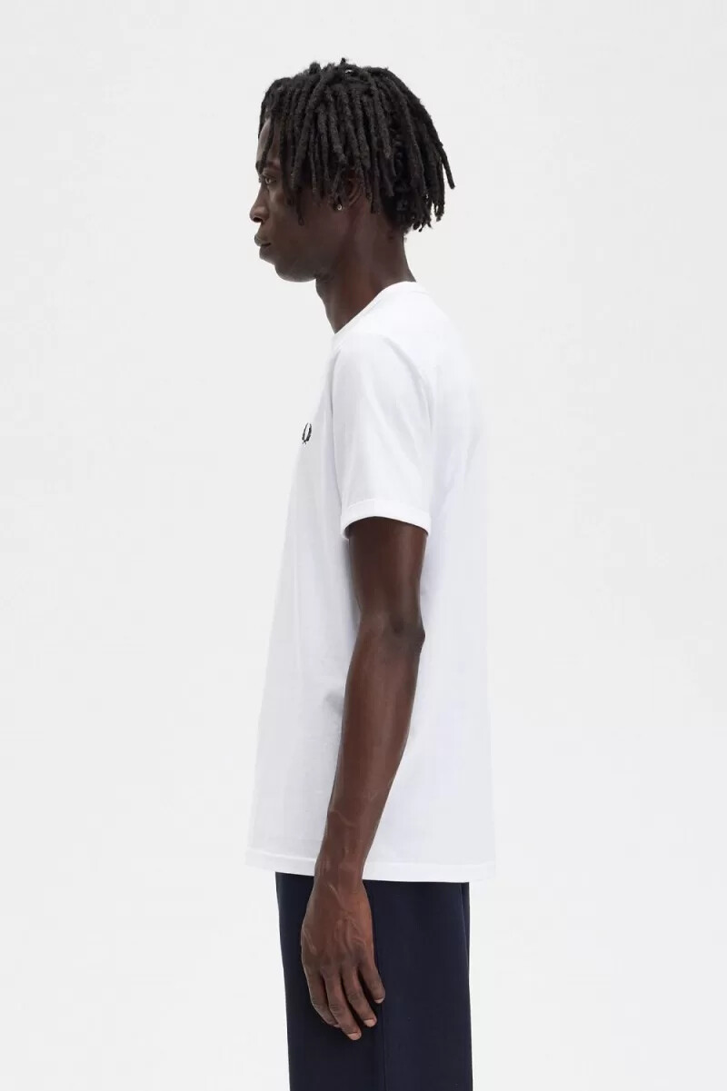camiseta fred perry ringer para hombre blanca