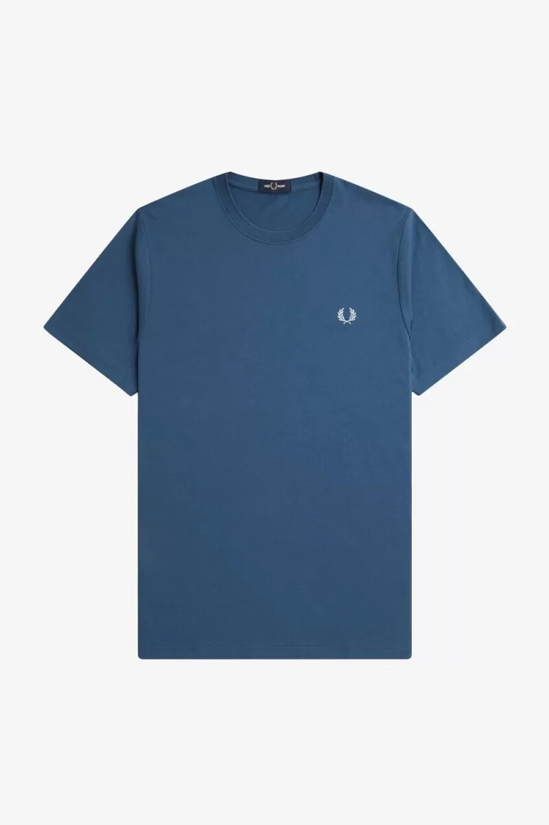 camiseta fred perry de cuello redondo para hombre azul medianoche aguamarina claro