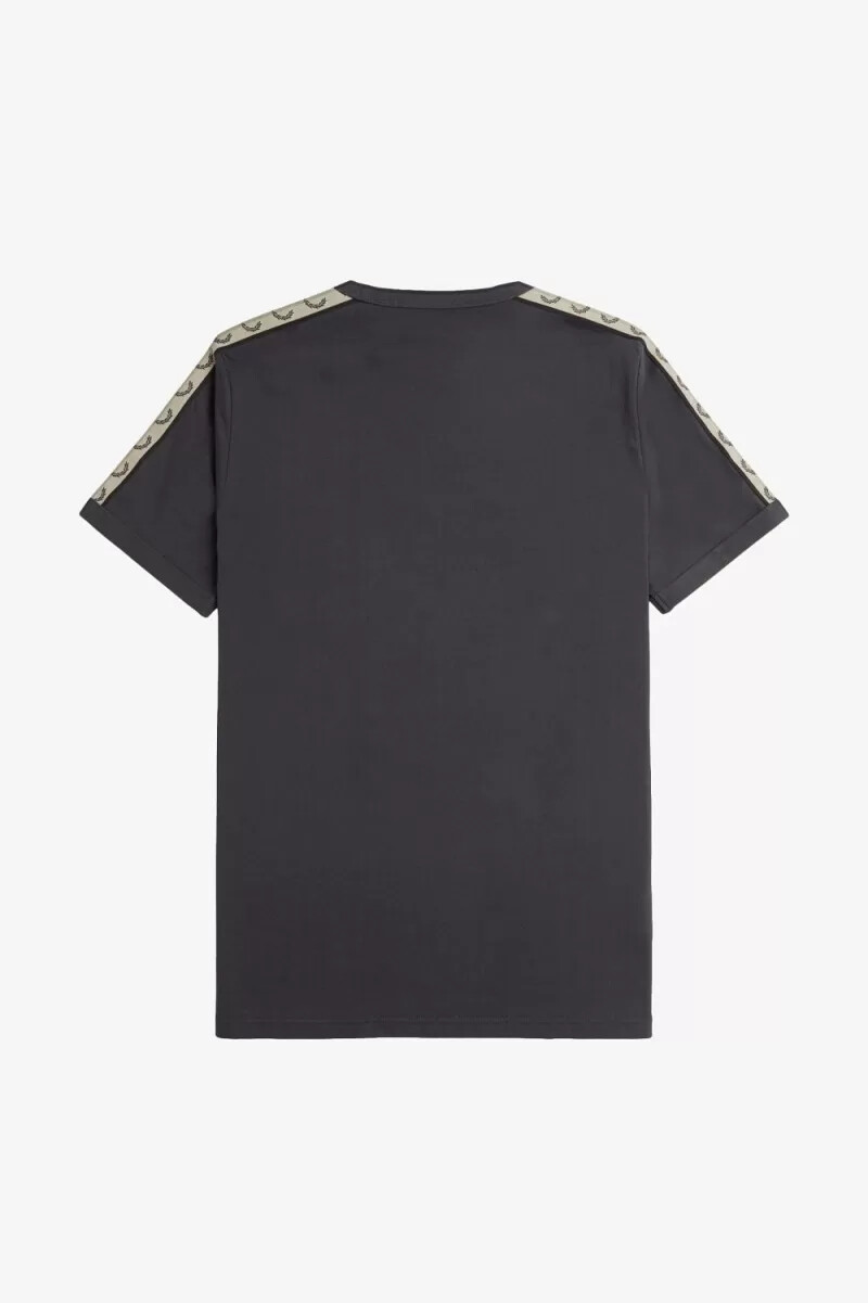 camiseta fred perry con ribetes y cinta en contraste para hombre color gris y negro