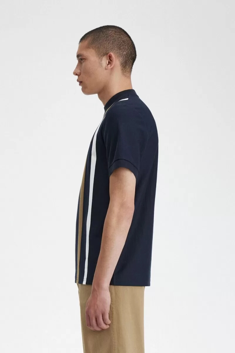 camiseta fred perry con rayas degradadas para hombre azul marino