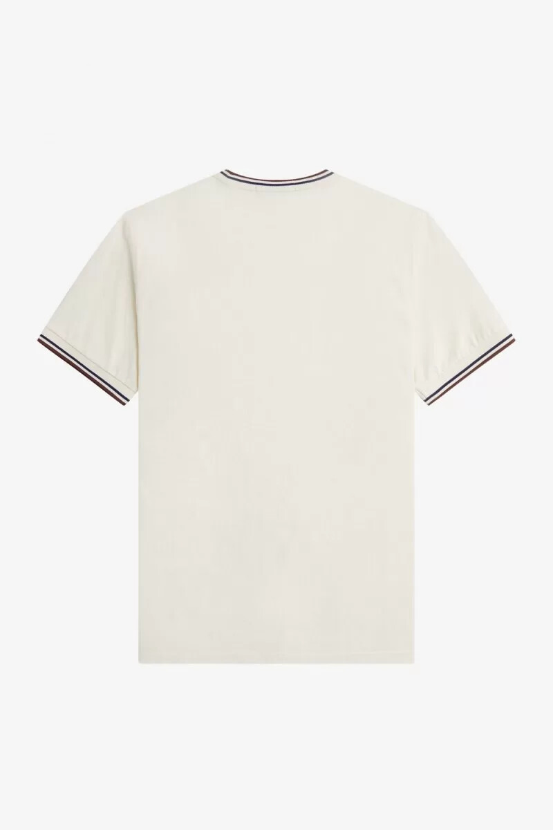 camiseta fred perry twin tipped para hombre beige y marrón whisky