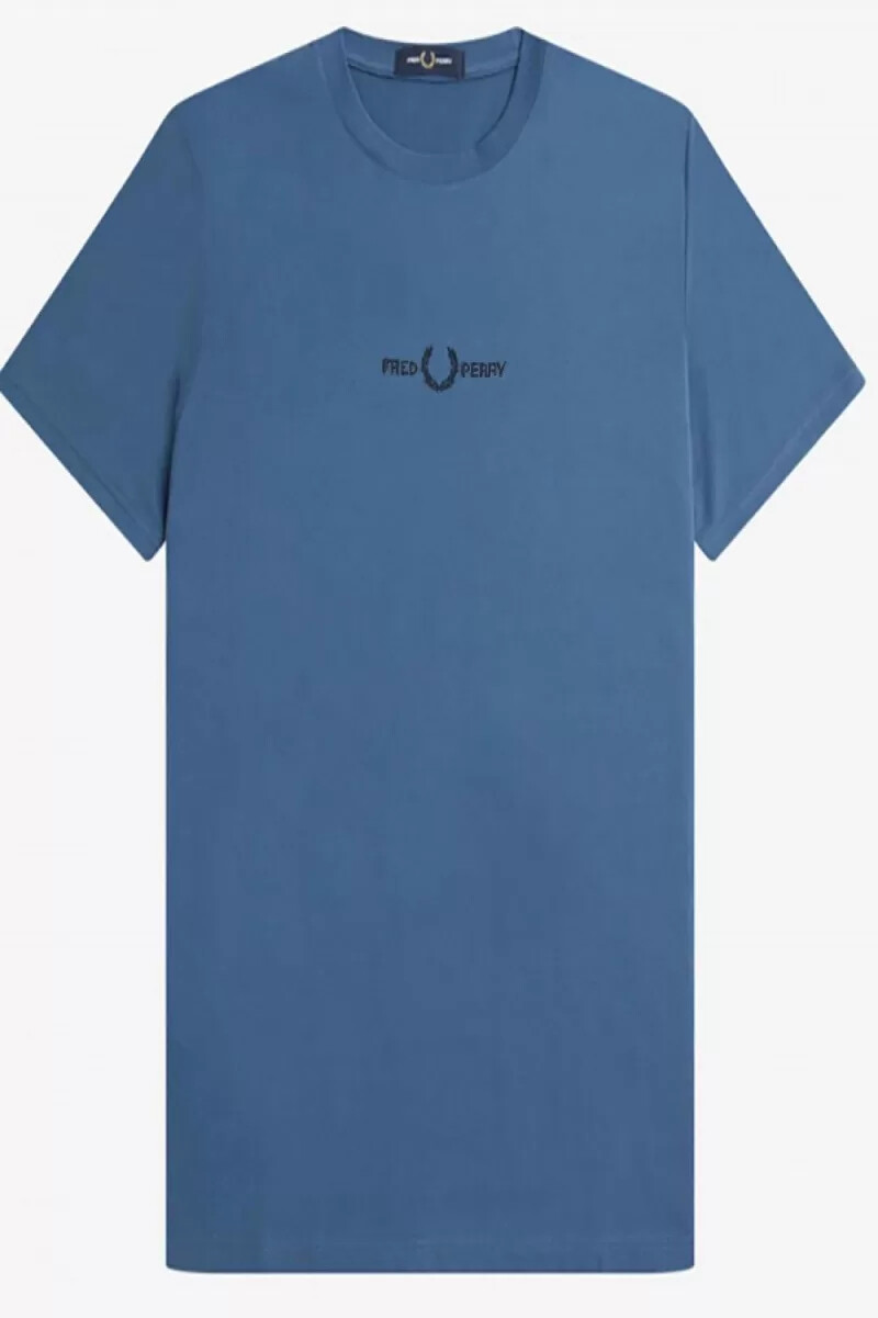 camiseta bordada fred perry para hombre azul medianoche