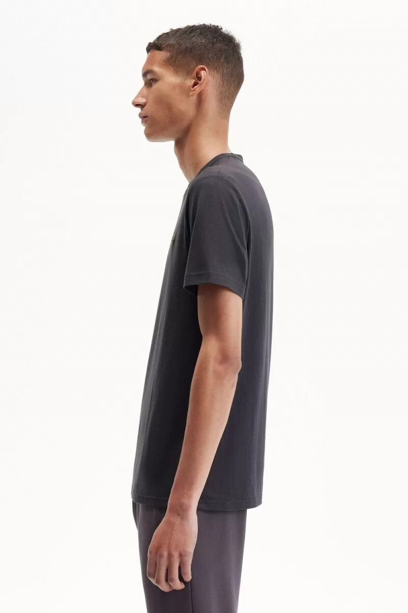 camiseta fred perry de cuello redondo para hombre color gris ancla y café oscuro
