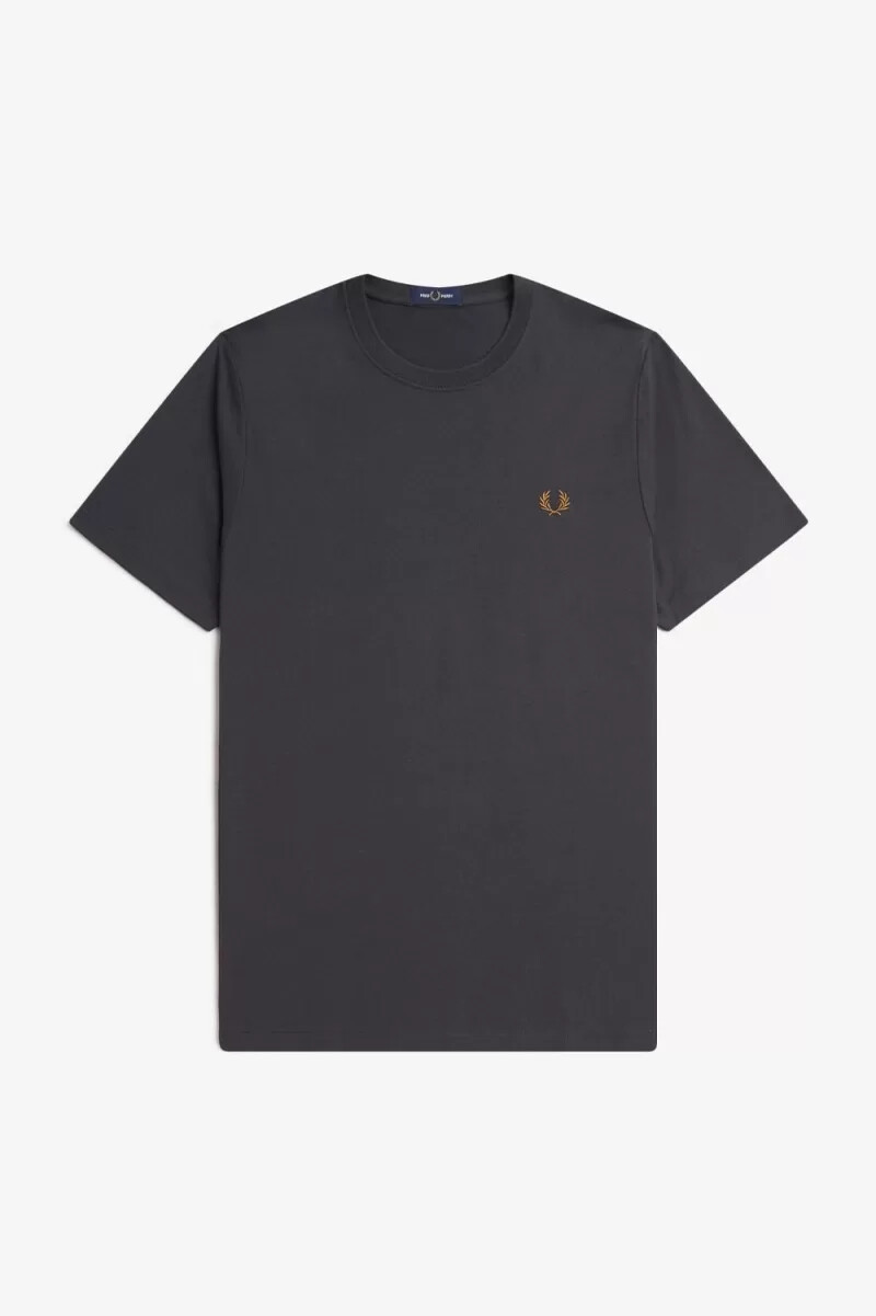 camiseta fred perry de cuello redondo para hombre color gris ancla y café oscuro