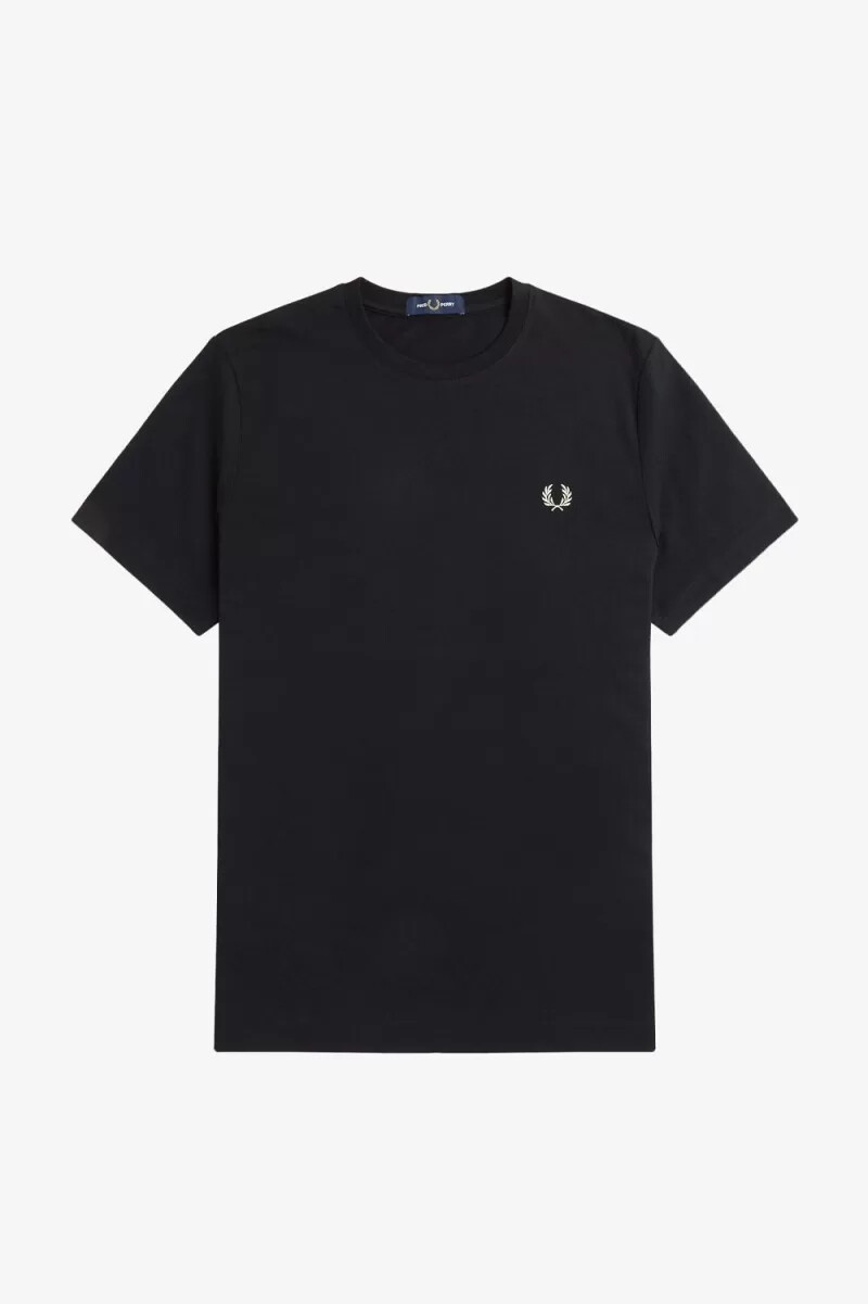 camiseta con gráfico abstracto de fred perry para hombre negra y blanca