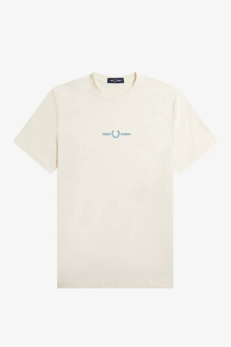 camiseta bordada fred perry para hombre en beige