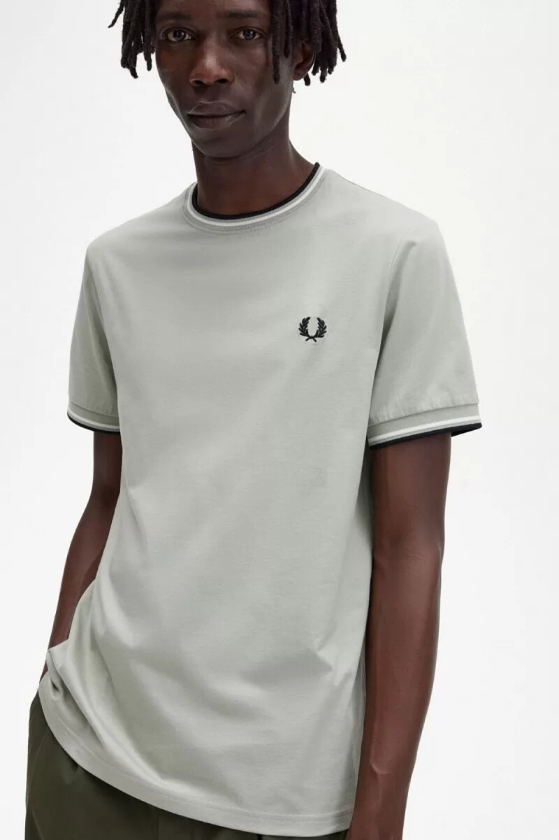 camiseta fred perry twin tipped para hombre color menta