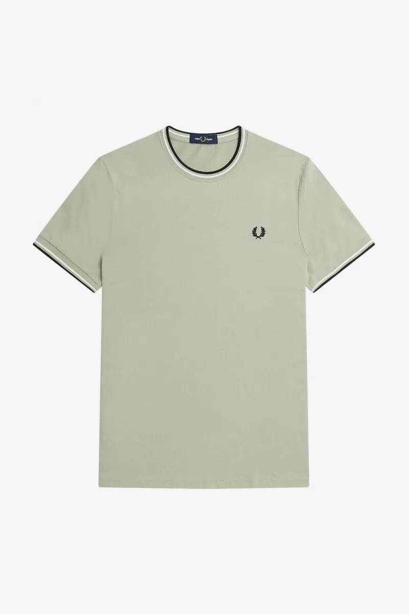 camiseta fred perry twin tipped para hombre color menta