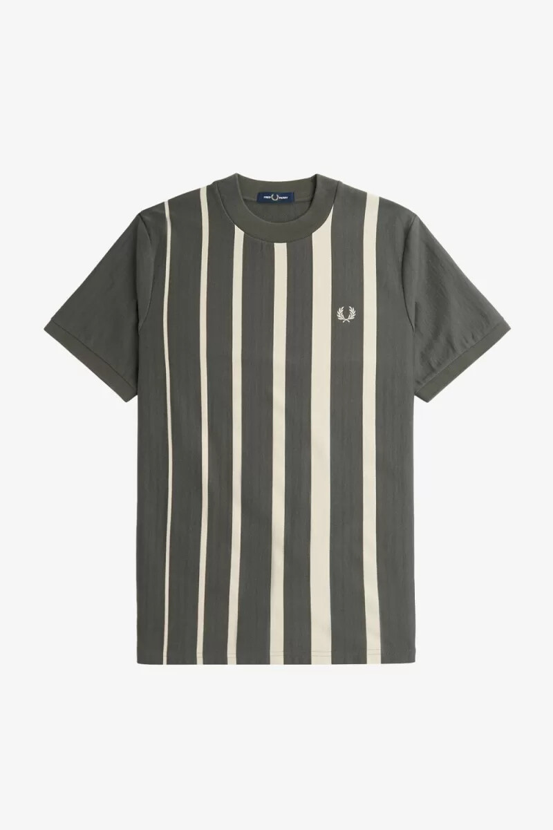 camiseta fred perry con rayas degradadas para hombre verde campo