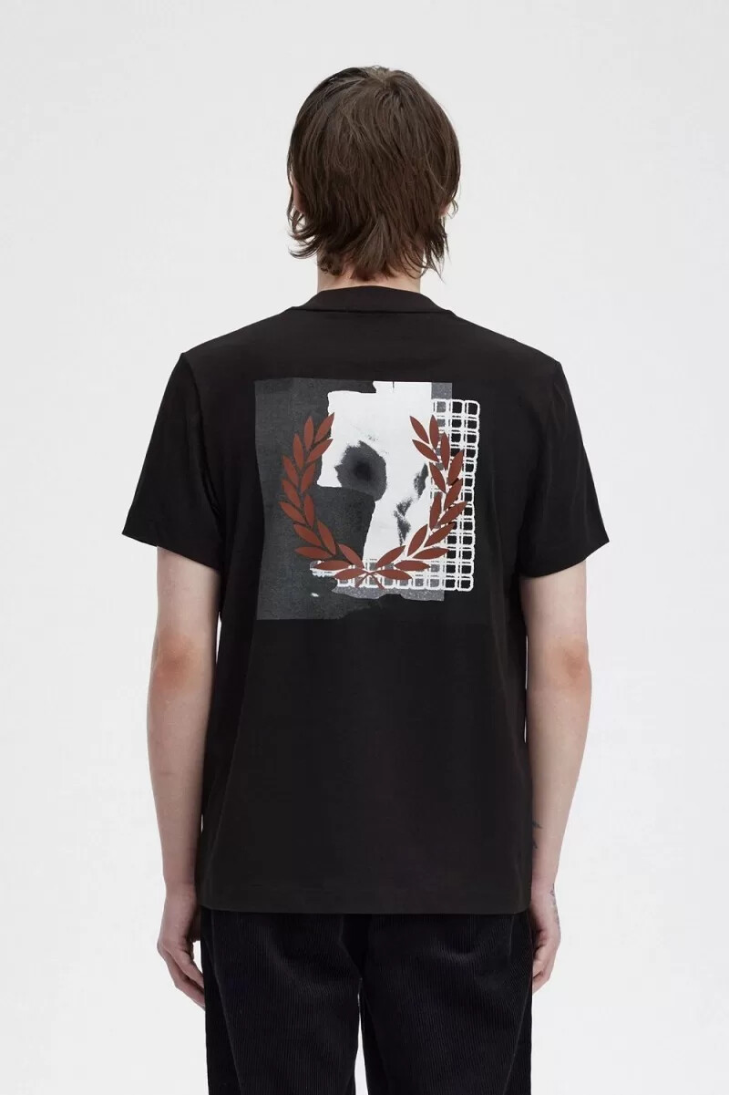 camiseta gráfica fred perry rave para hombre negra