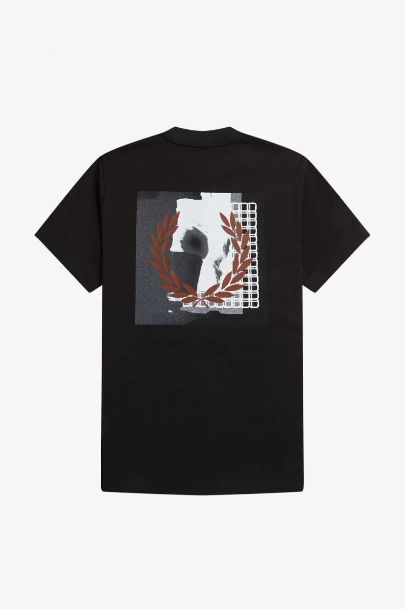 camiseta gráfica fred perry rave para hombre negra
