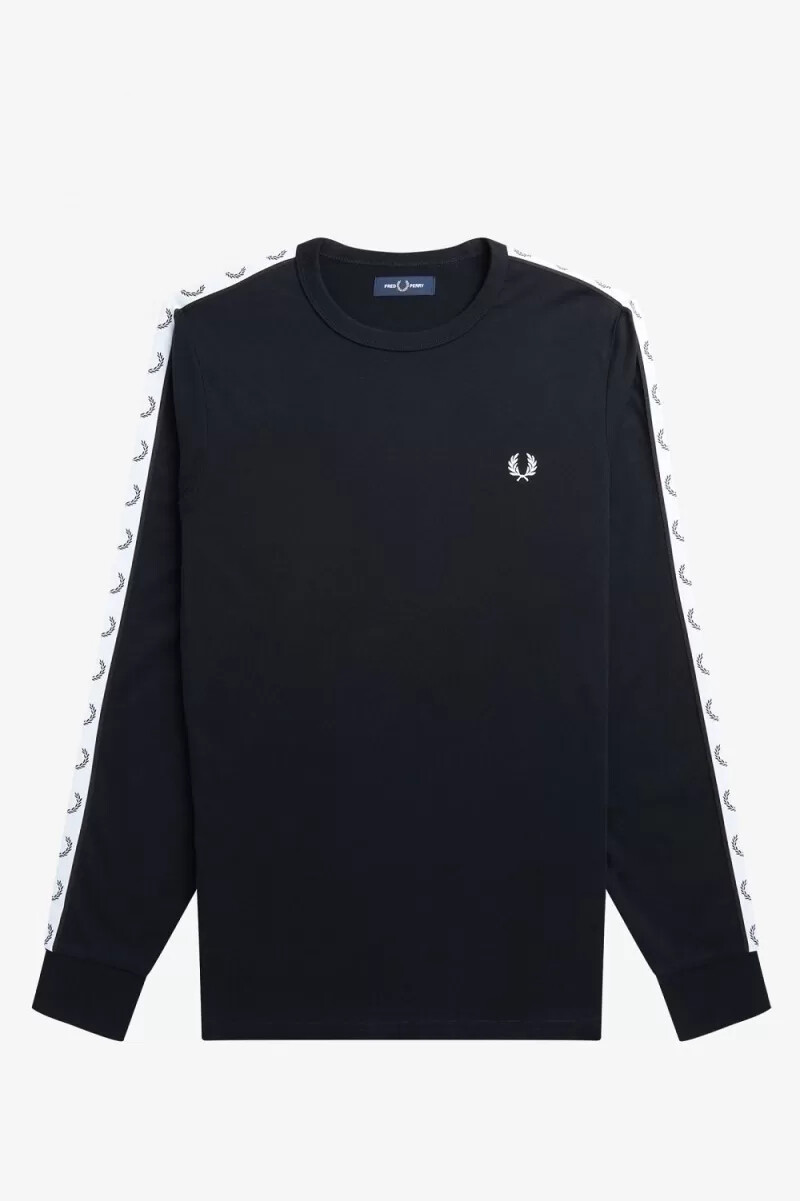 camiseta de manga larga con cinta de fred perry para hombre color negro