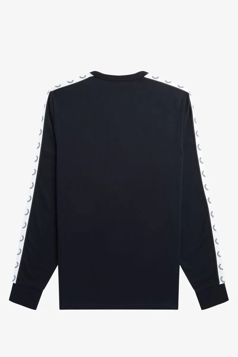 camiseta de manga larga con cinta de fred perry para hombre color negro
