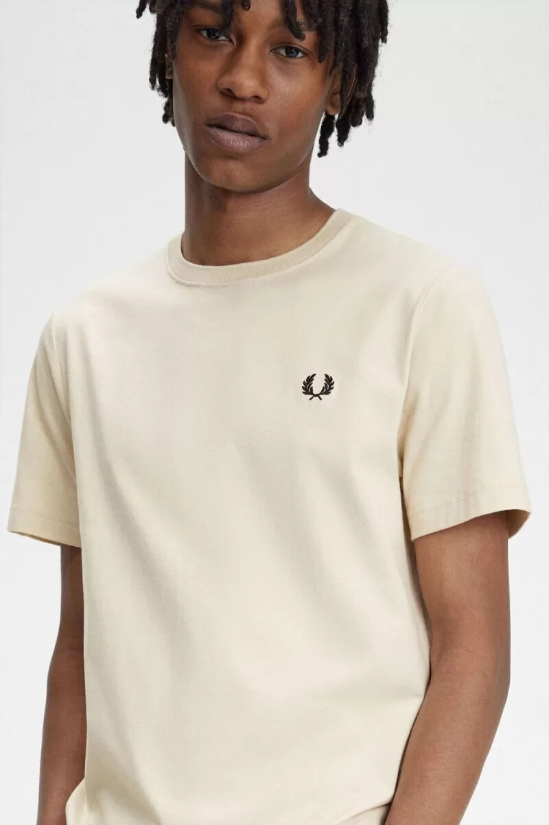 camiseta fred perry de cuello redondo para hombre en color negro avena