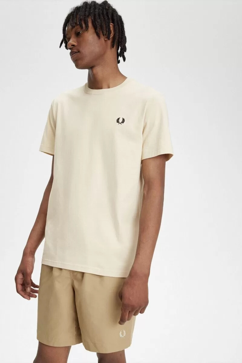 camiseta fred perry de cuello redondo para hombre en color negro avena