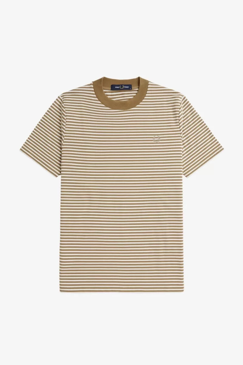 camiseta fred perry de rayas finas y peso pesado para hombre color blanco nieve y verde