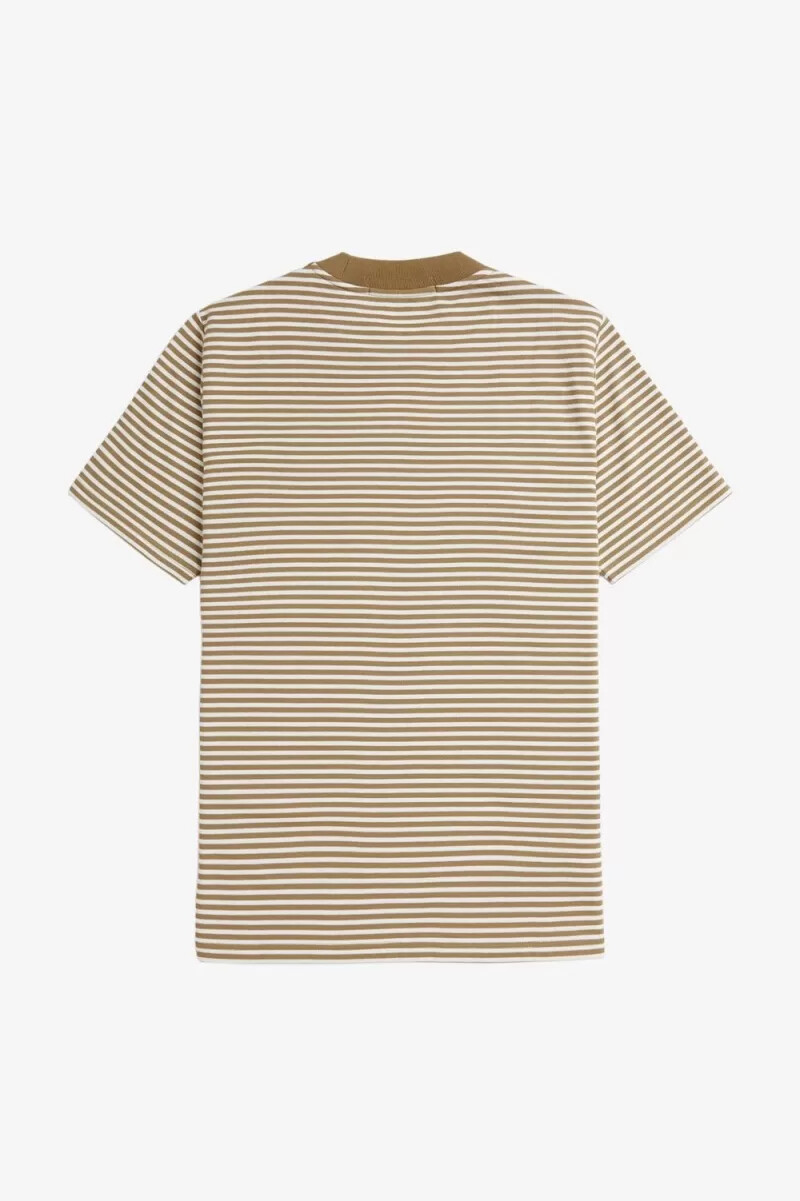 camiseta fred perry de rayas finas y peso pesado para hombre color blanco nieve y verde