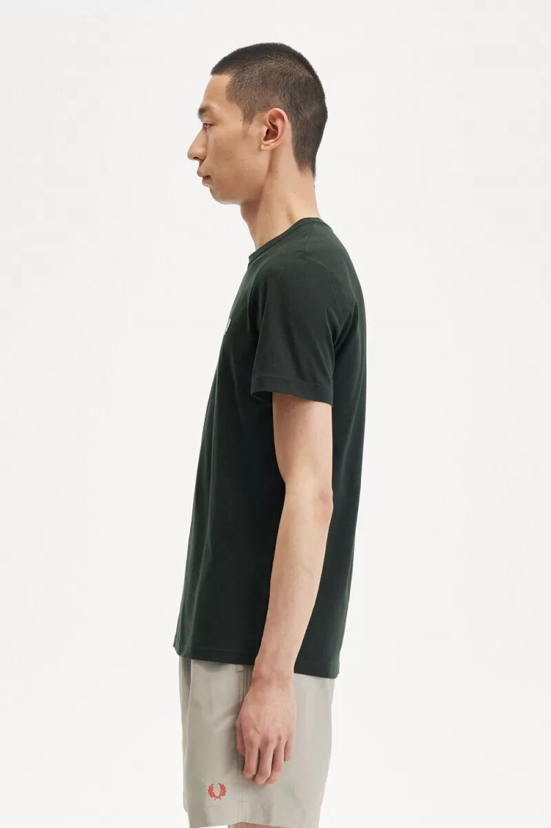 camiseta fred perry de cuello redondo para hombre verde noche y blanco nieve