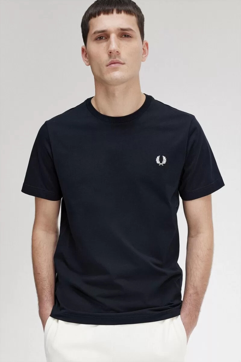 camiseta fred perry de cuello redondo para hombre color azul marino