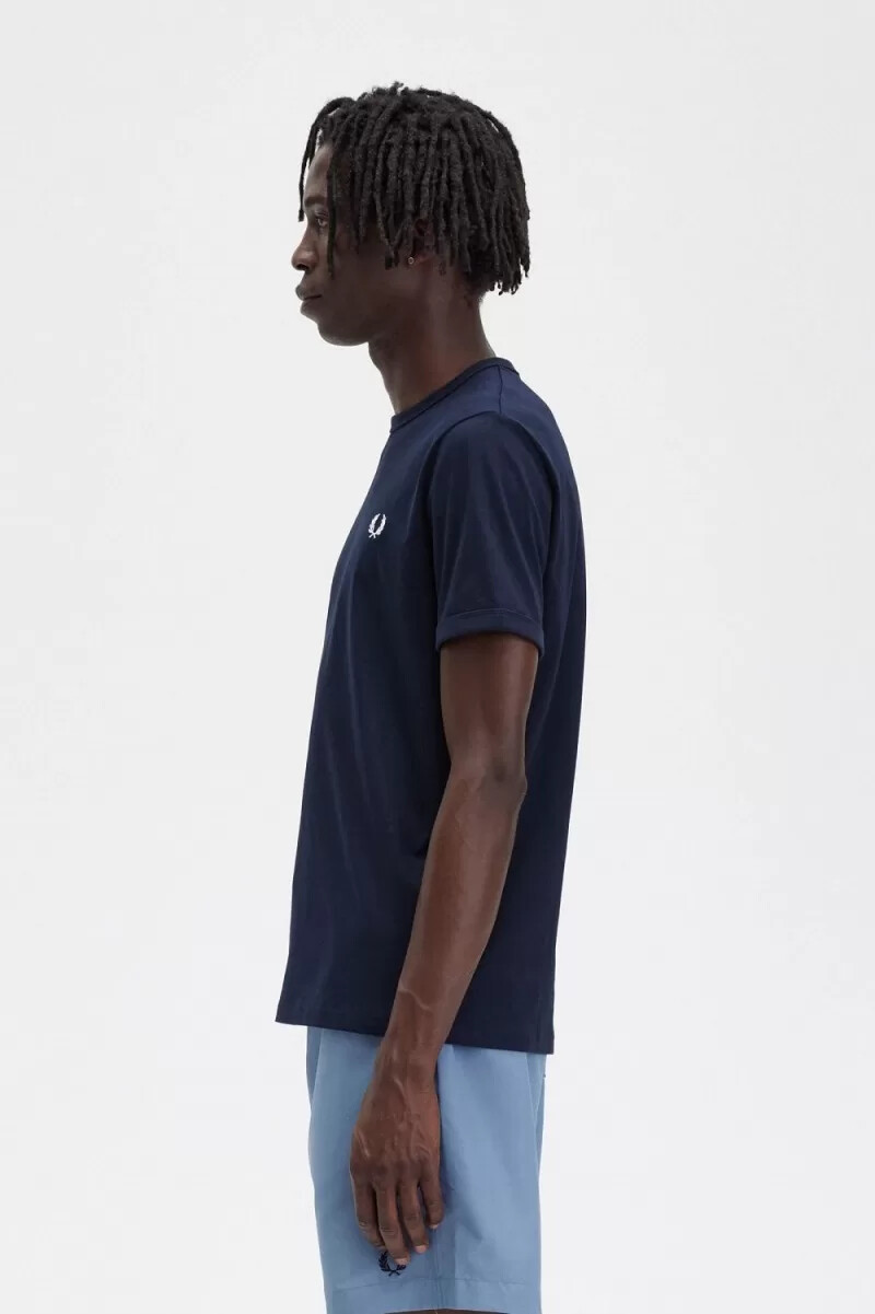 camiseta fred perry ringer para hombre azul marino