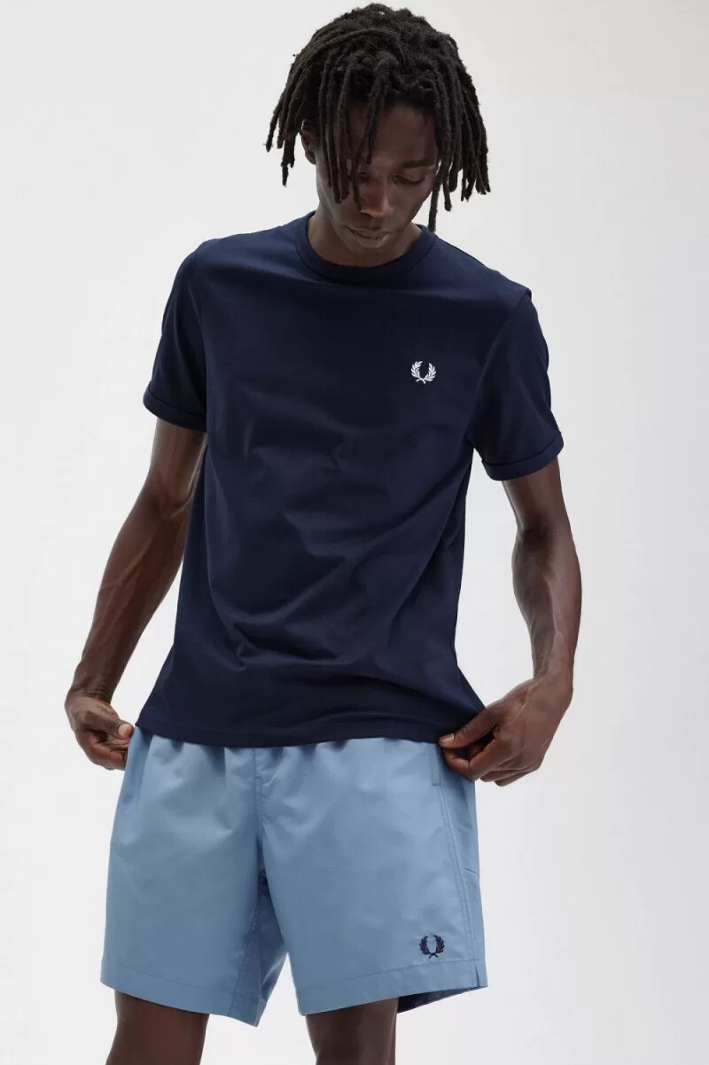 camiseta fred perry ringer para hombre azul marino