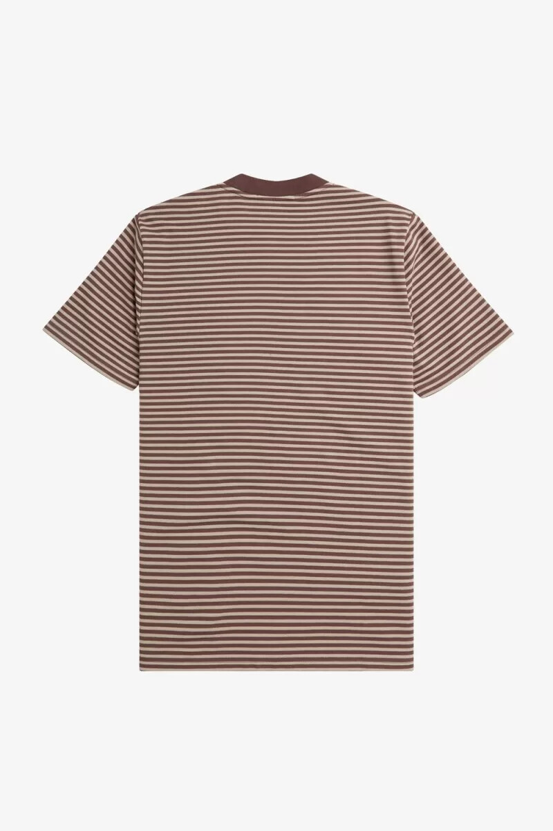 camiseta fred perry de rayas finas y peso pesado para hombre color rojo oscuro y gris cálido