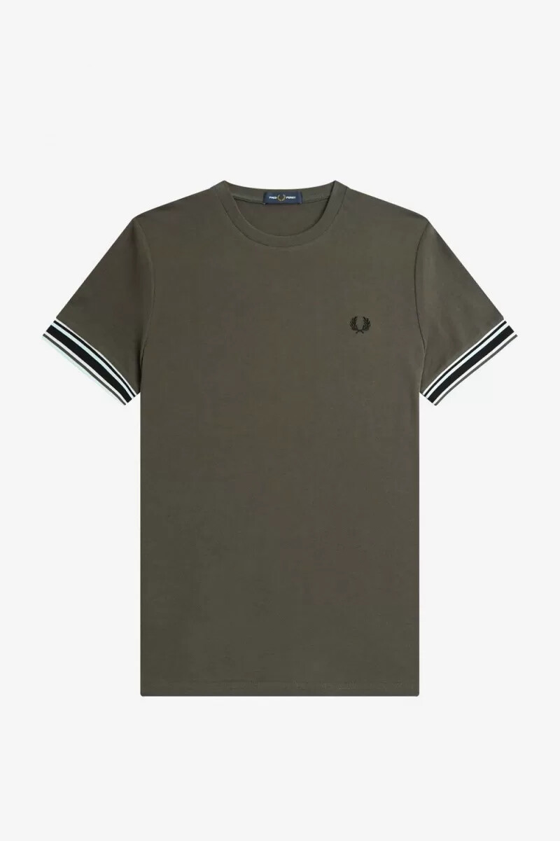camiseta de piqué con ribete llamativo de fred perry para hombre verde campo