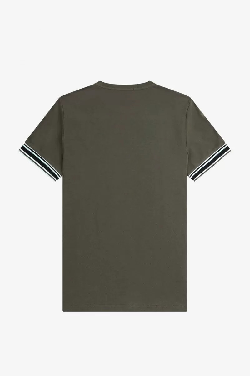 camiseta de piqué con ribete llamativo de fred perry para hombre verde campo