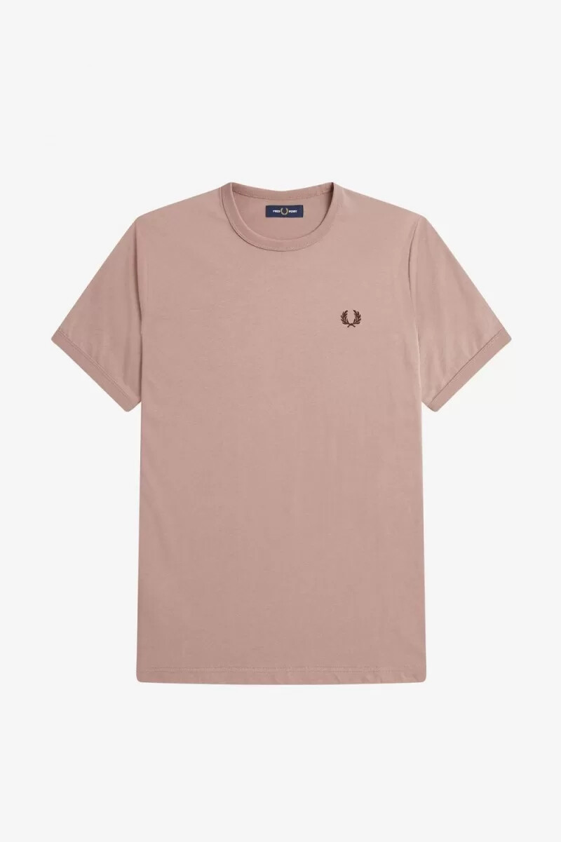 camiseta fred perry ringer para hombre rosa oscuro