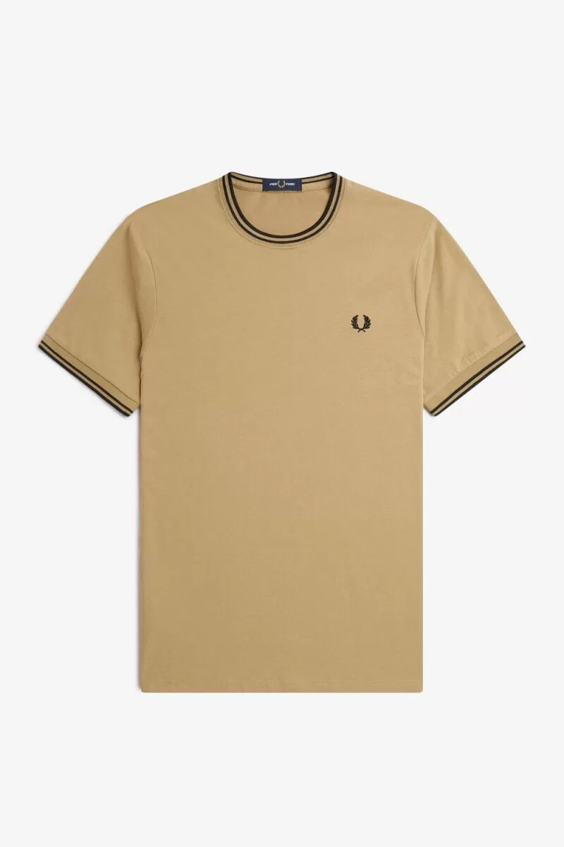 camiseta fred perry twin tipped para hombre verde y negra