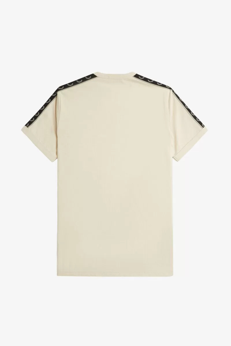 camiseta fred perry con ribetes y cinta en contraste para hombre color avena gris cálido