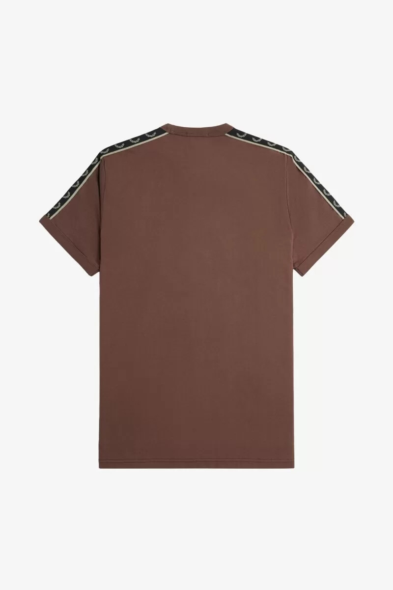 camiseta fred perry con ribetes y cinta en contraste para hombre color rojo oscuro y gris cálido