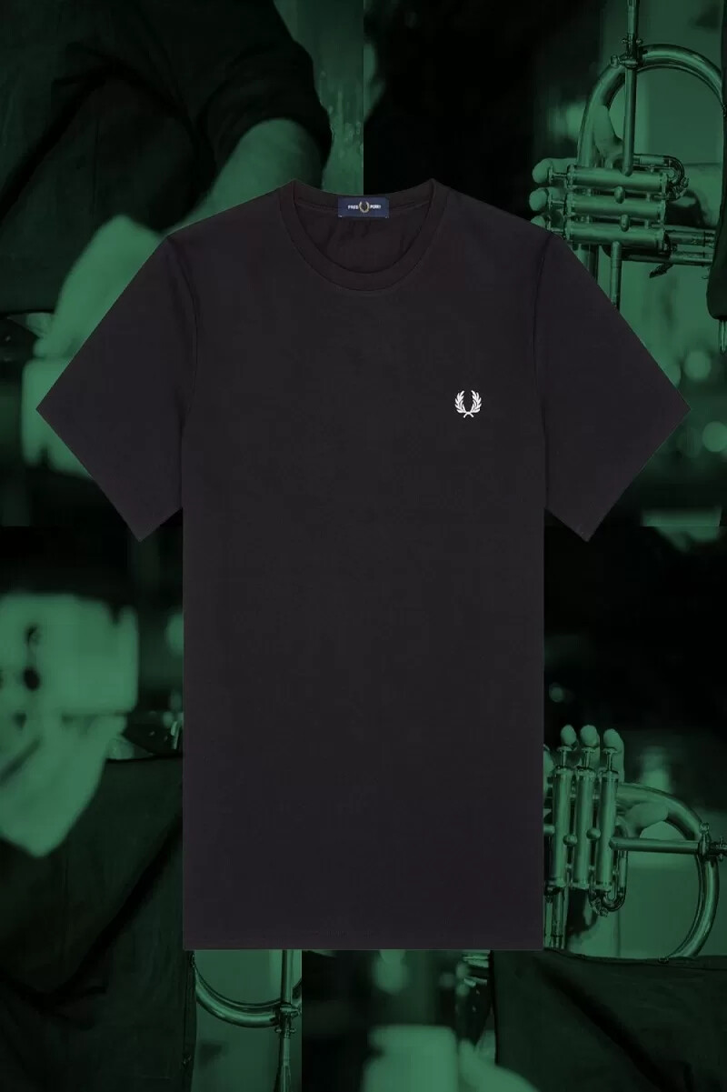 camiseta fred perry hamburg ringer para hombre color negro