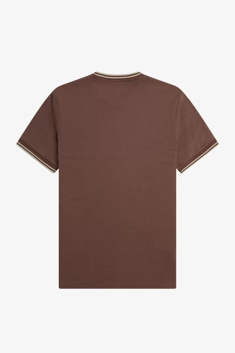 camiseta fred perry twin tipped para hombre color rojo oscuro y gris cálido