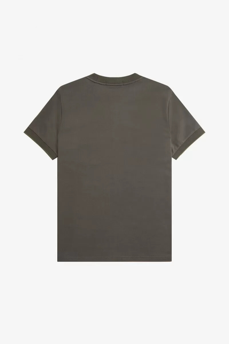 camiseta fred perry con bolsillo doble con ribete para hombre verde campo