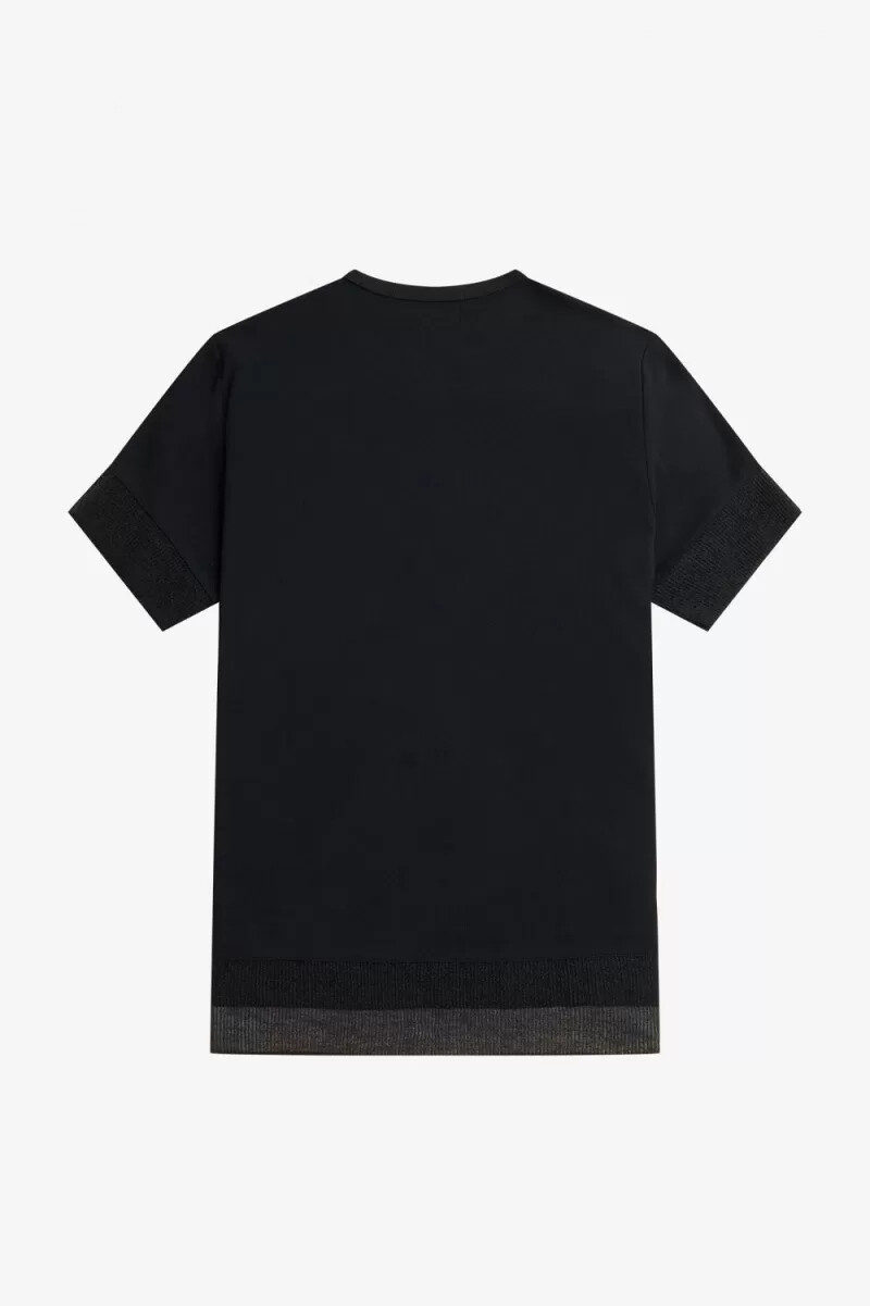 camiseta fred perry de piqué con ribete transparente para mujer color negro