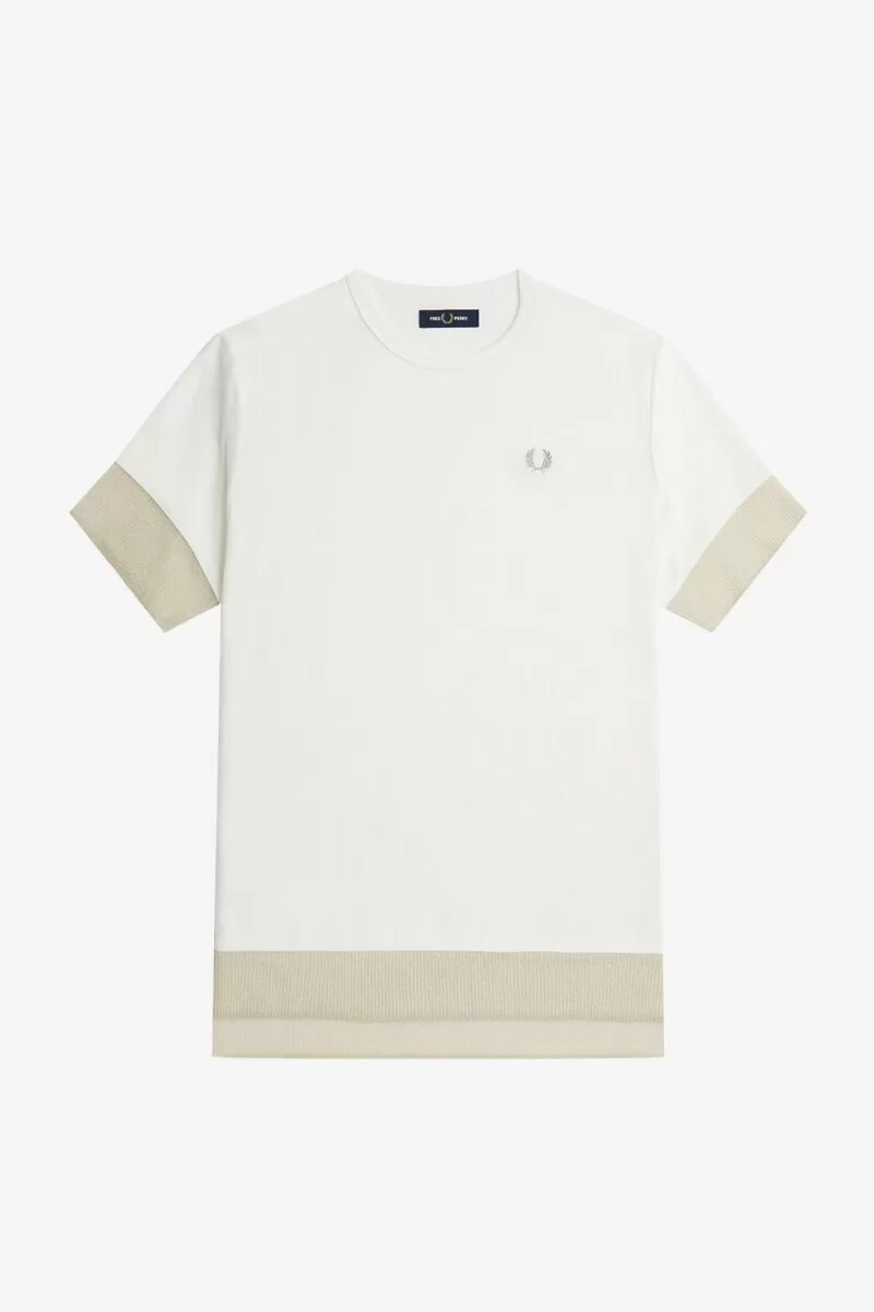 camiseta fred perry de piqué con ribete transparente para mujer color blanco nieve