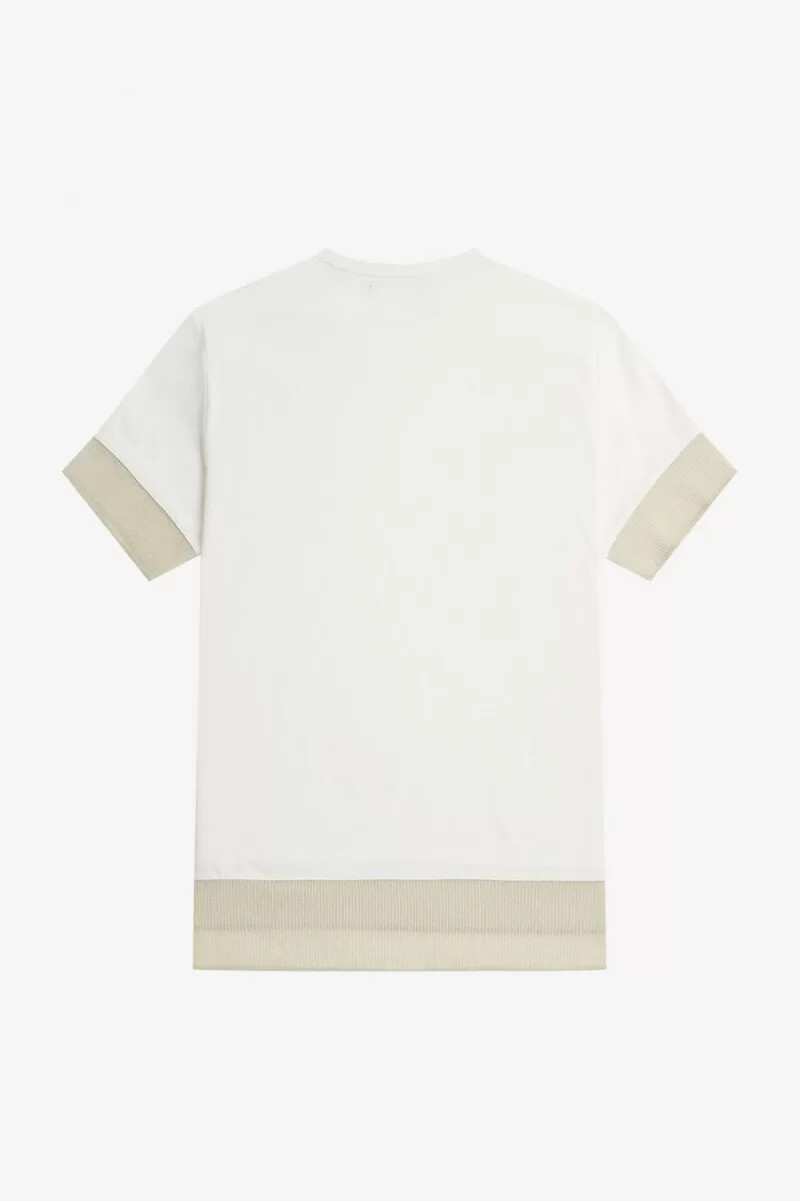camiseta fred perry de piqué con ribete transparente para mujer color blanco nieve