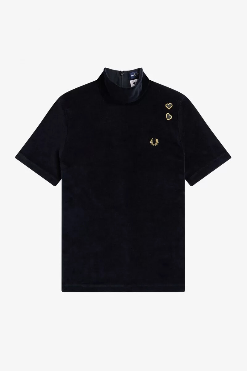 camiseta de terciopelo fred perry para mujer negra