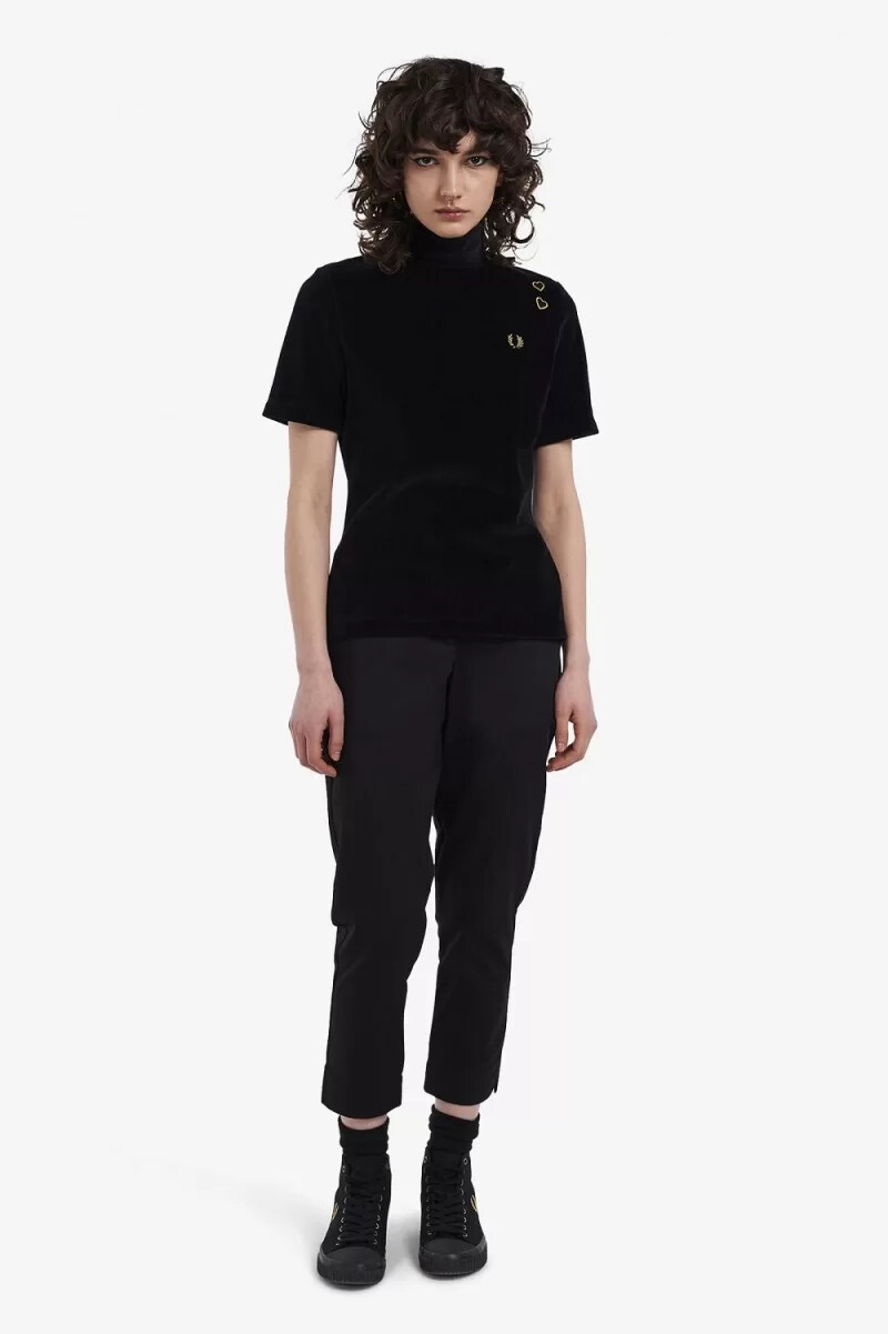 camiseta de terciopelo fred perry para mujer negra
