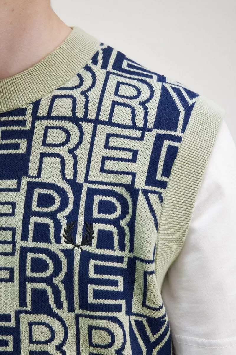 camiseta sin mangas fred perry block graphic para hombre color menta