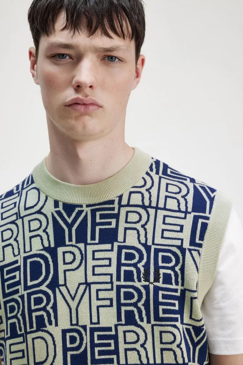 camiseta sin mangas fred perry block graphic para hombre color menta